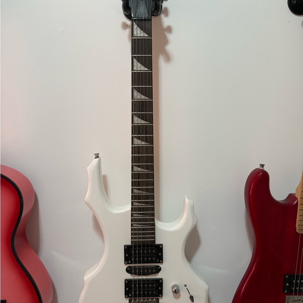 White Electric Glarry Guitar with Unique Design